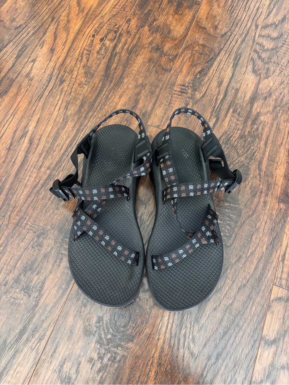 Chaco Women's Black Hiking Sandals with Tan Pattern Size 11